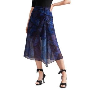 Ted Baker Lexiy Ruched Midi Skirt Navy Size 4 Ted 12 US NWT
